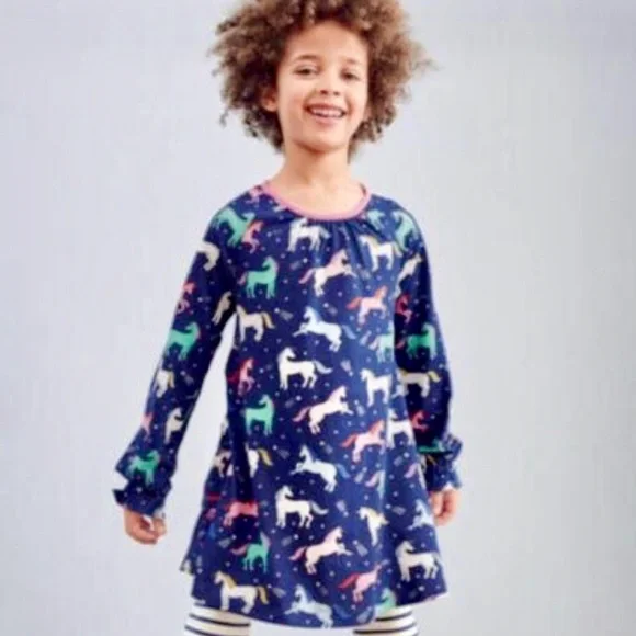 Mini Boden Girls’ Rainbow Unicorn Tunic Dress w/Pockets Size 3-4 - Picture 2 of 5